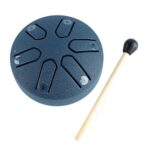 Handpan Drum Carbonstahl Massivholz Exquisite Leere Spirit Drum Einfach zu bedienen Kompakt 6 Noten für Percussion Playing (Navy Blue)  